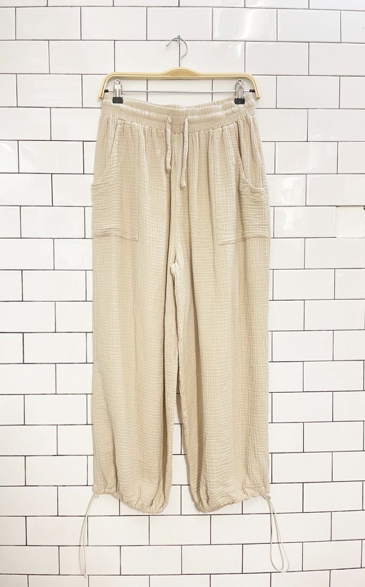 gauze cotton lounge parachute pants - good market thrift store