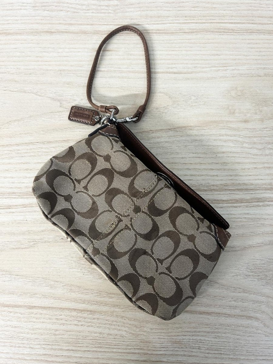 vintage 00s coach c monogram canvas wristlet - good market thrift store