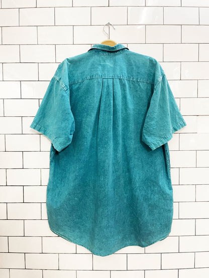 rework x vintage 90s tt&co faded floral patch shirt - good market thrift store