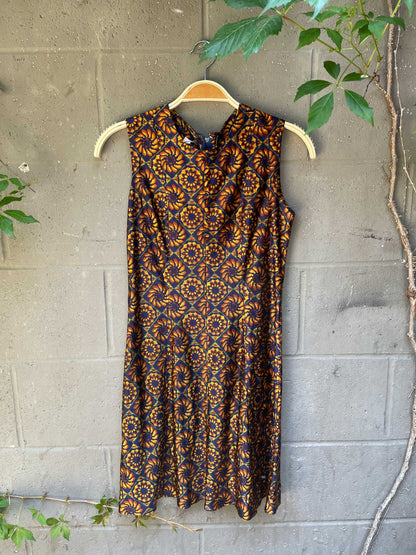 vintage 60s sun print satin mini dress
