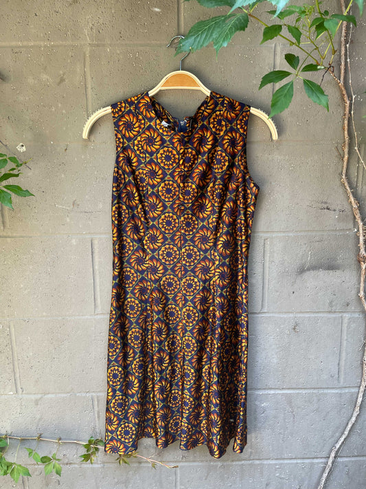 vintage 60s sun print satin mini dress