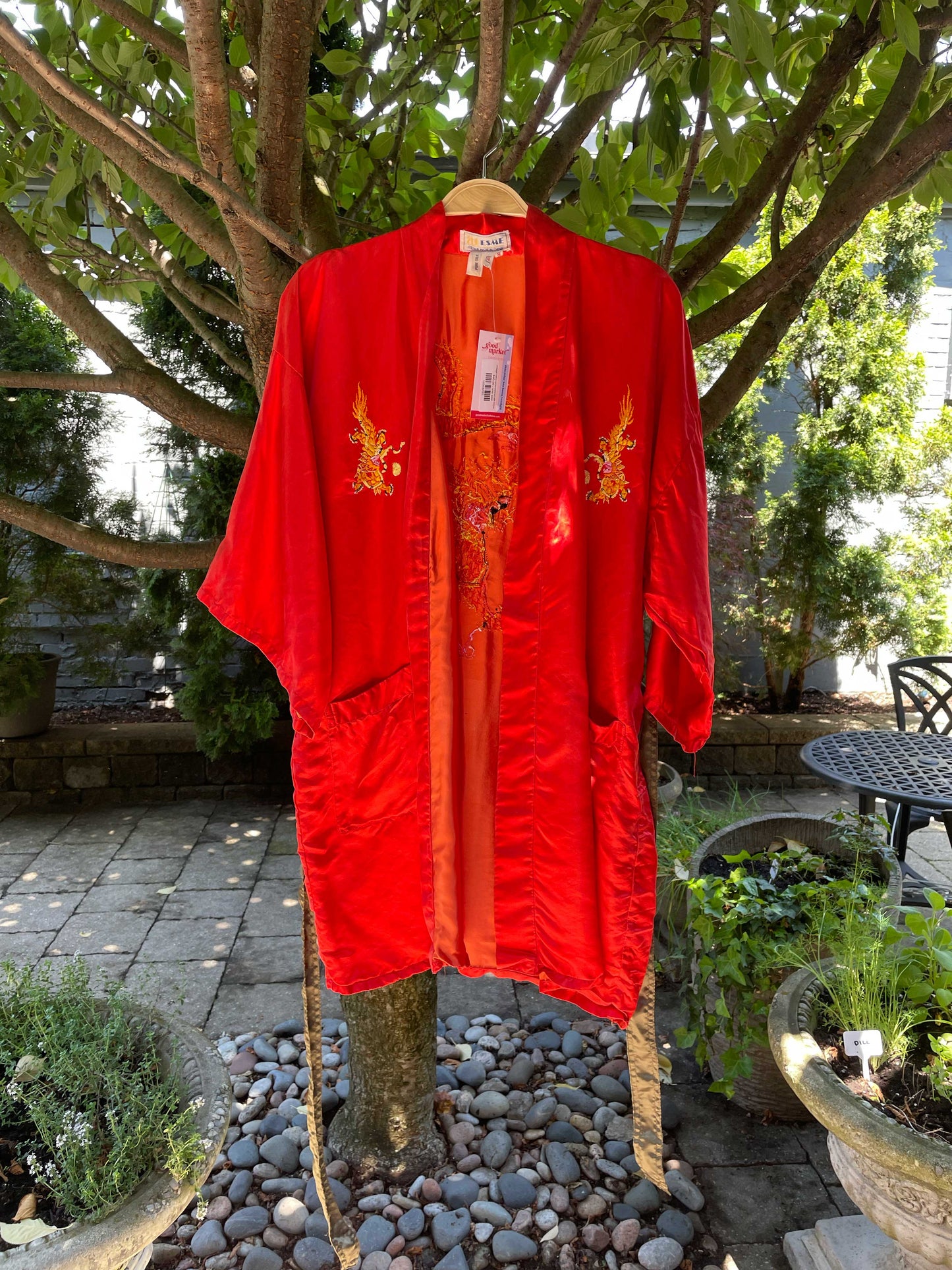 vintage hand-embroidered silk kimono