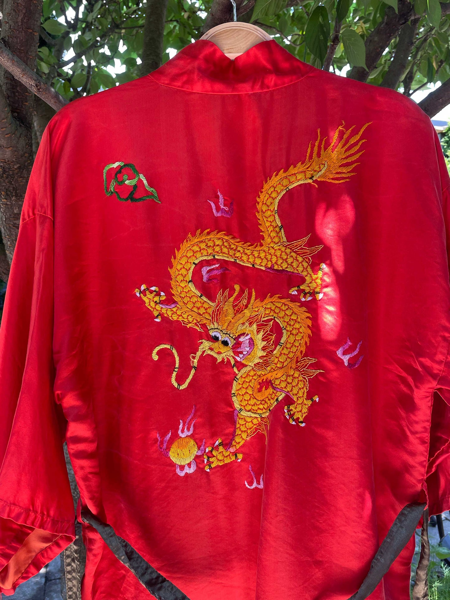 vintage hand-embroidered silk kimono