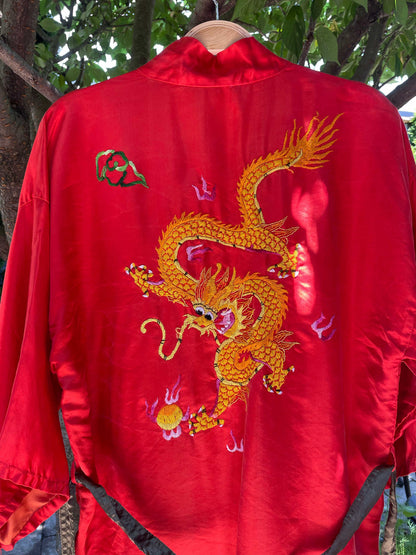 vintage hand-embroidered silk kimono
