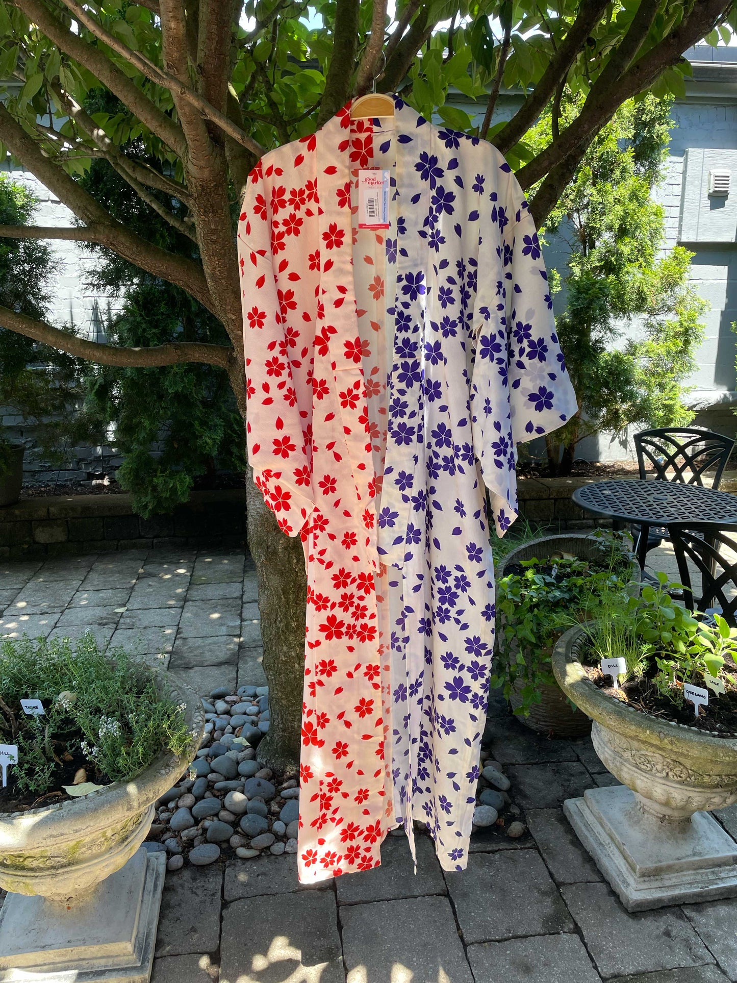 vintage minimal floral long japanese kimono