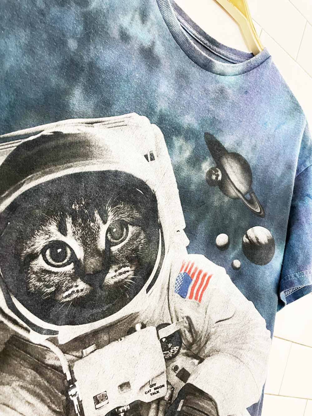 vintage 90s dom space kitty tie dye tee