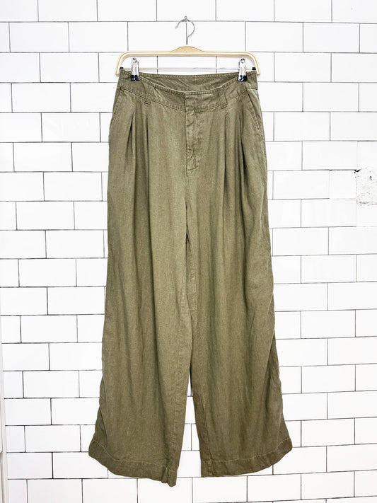gap 365 linen-blend pleated wide leg pants