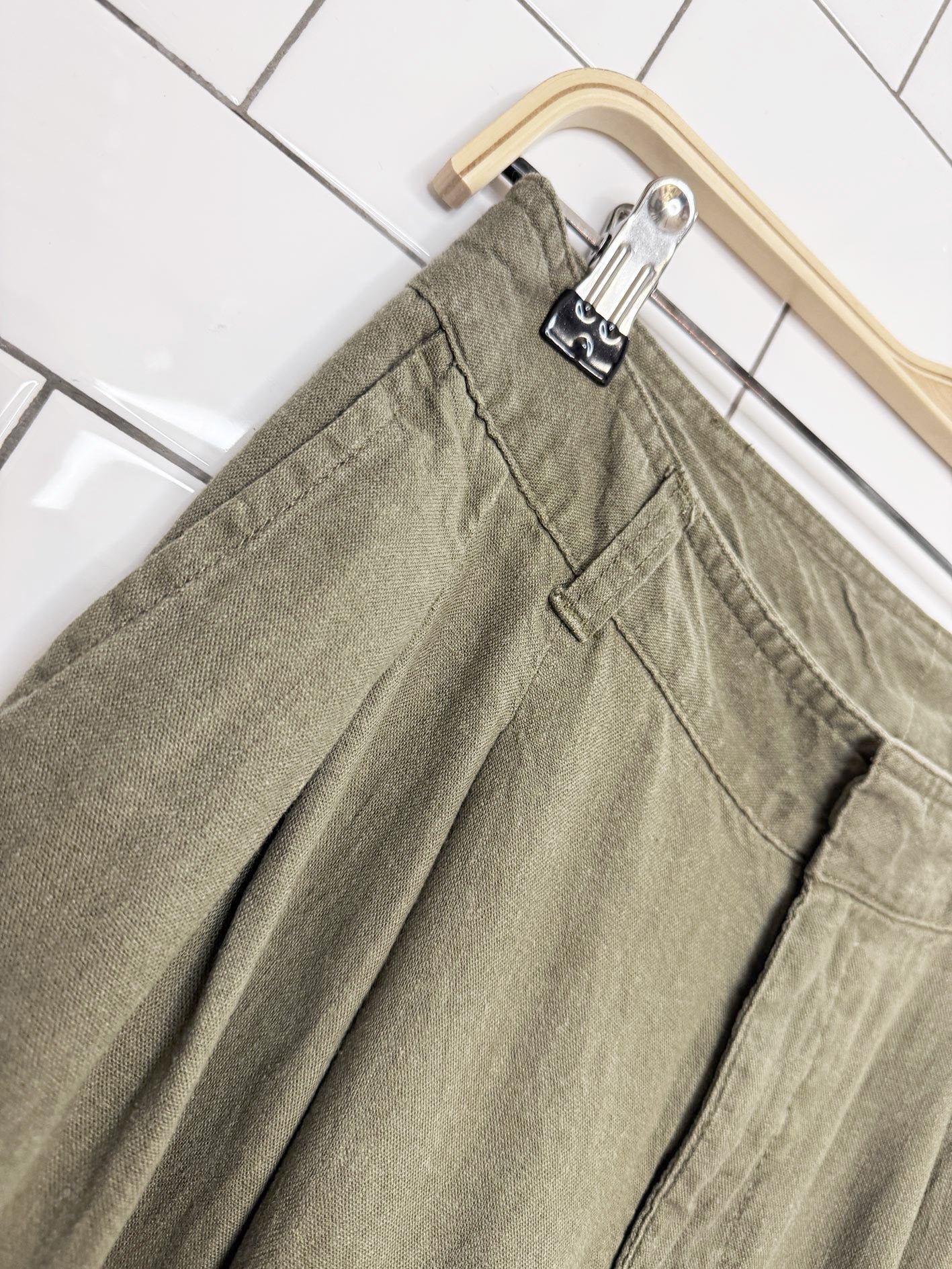 gap 365 linen-blend pleated wide leg pants