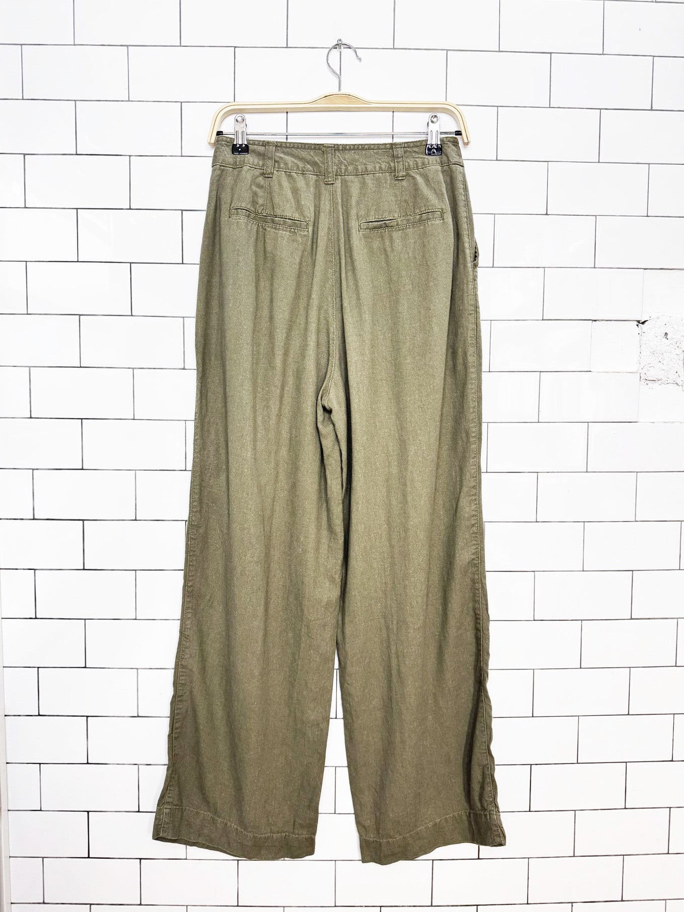 gap 365 linen-blend pleated wide leg pants