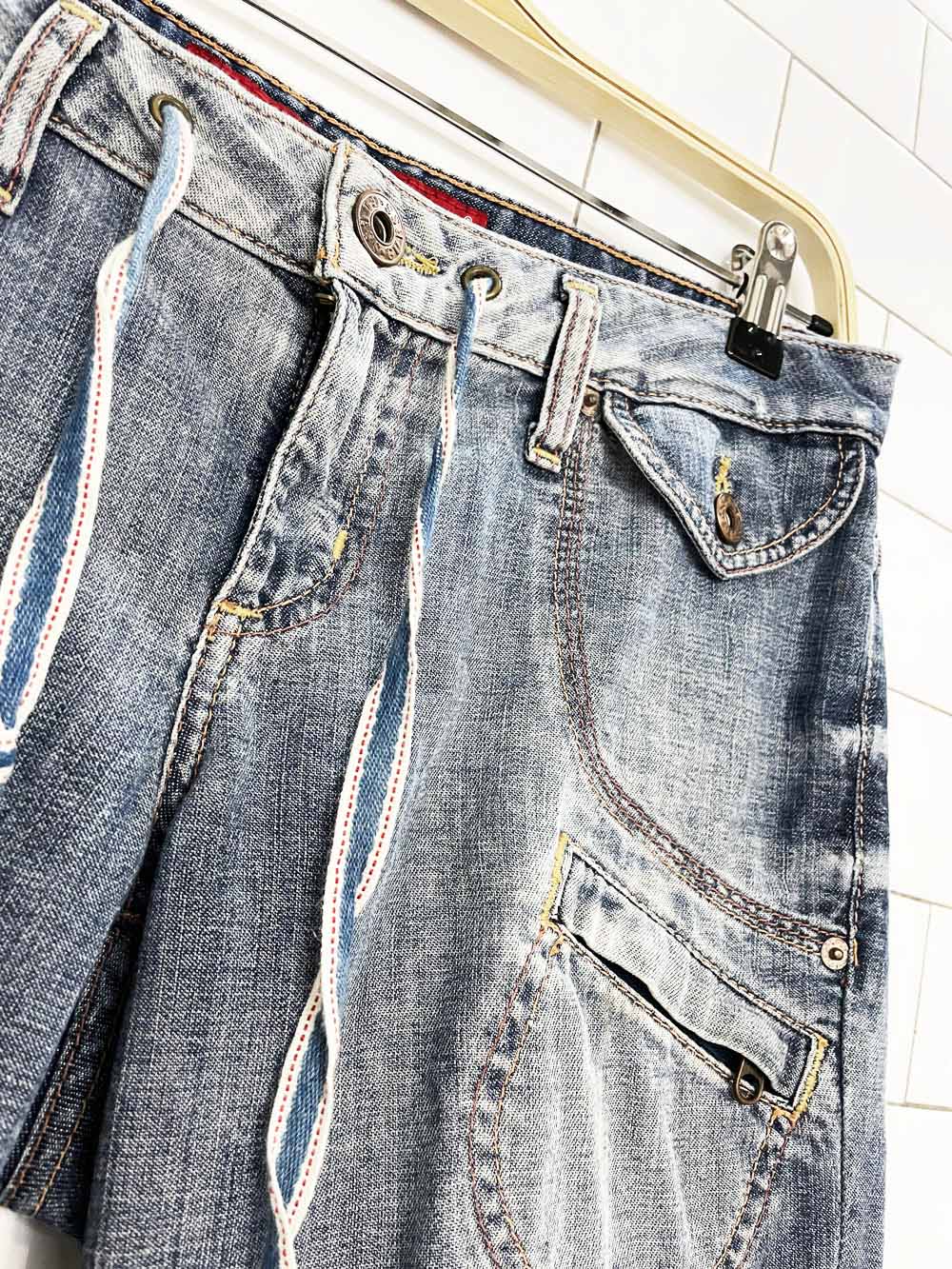 y2k guess soft denim drawstring capris