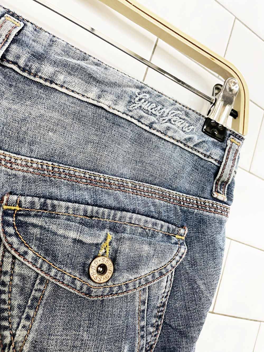 y2k guess soft denim drawstring capris