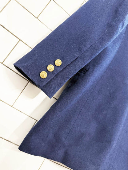 vintage express wool-blend beaded crest pocket double breasted blazer | made in USA