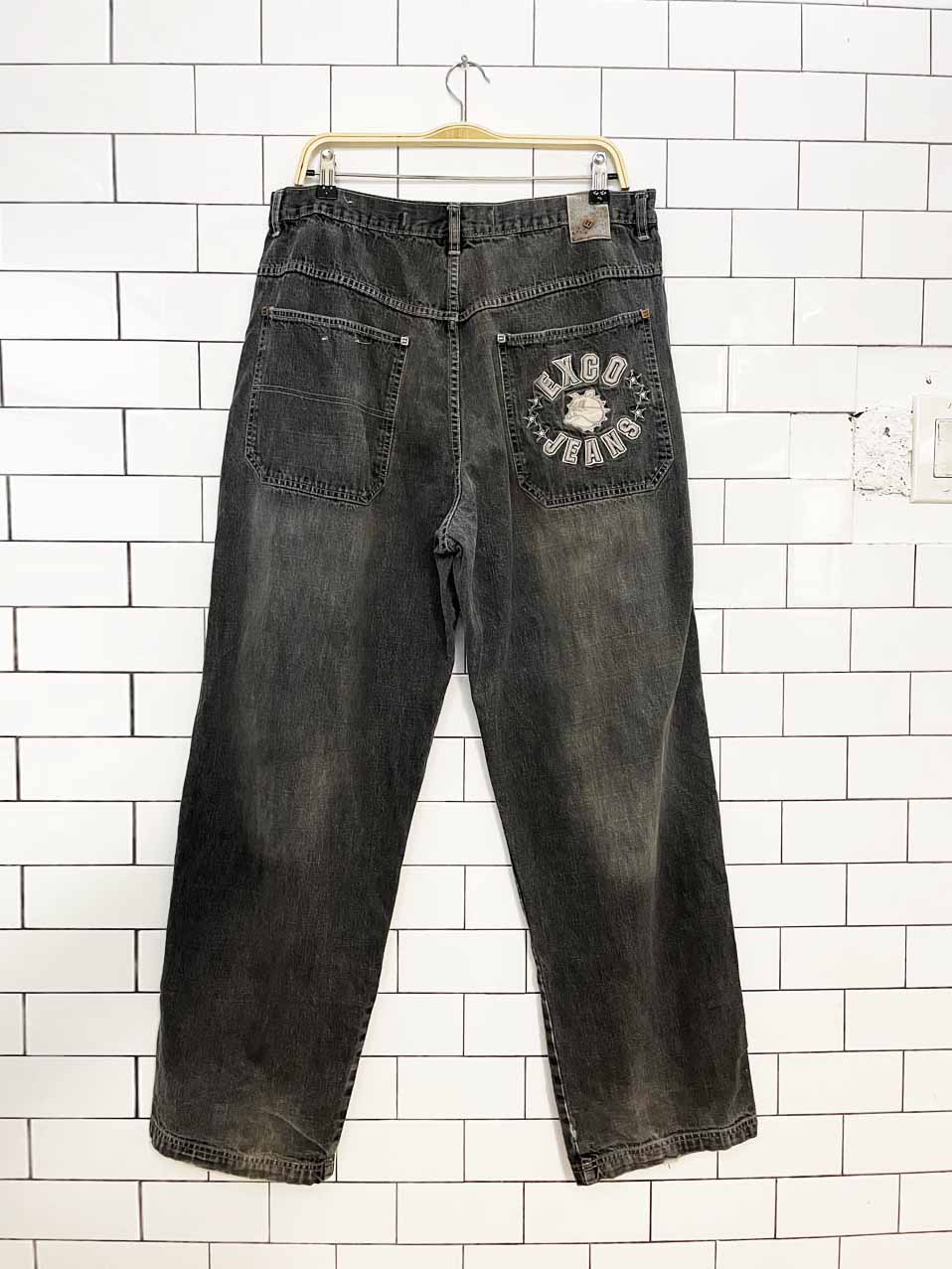 y2k exco baggy distressed bulldog jeans