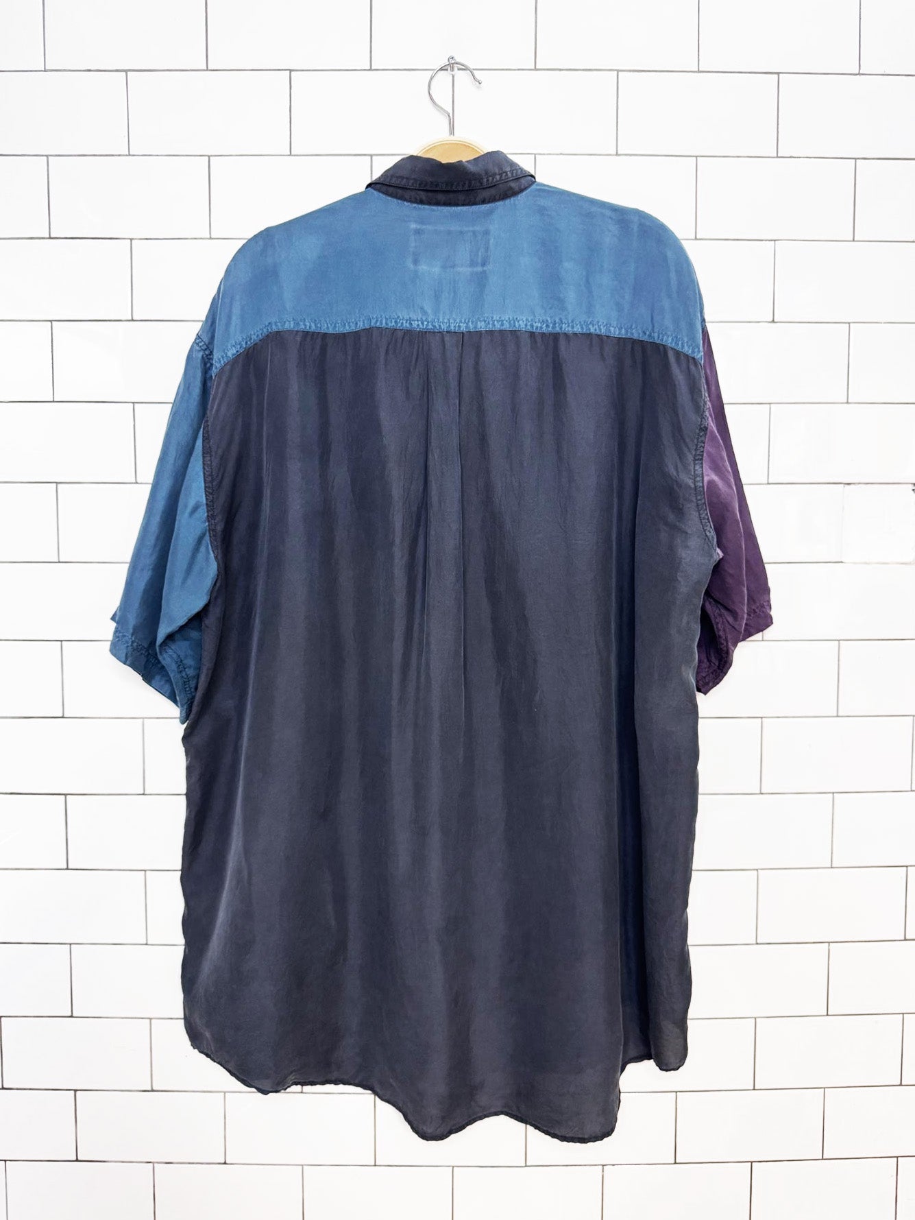 vintage 90s bosa 100% silk colour block full button shirt