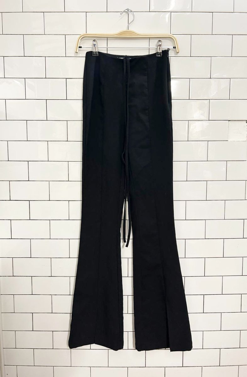 zara wrap around tie waist split leg flared pant - good market thrift store