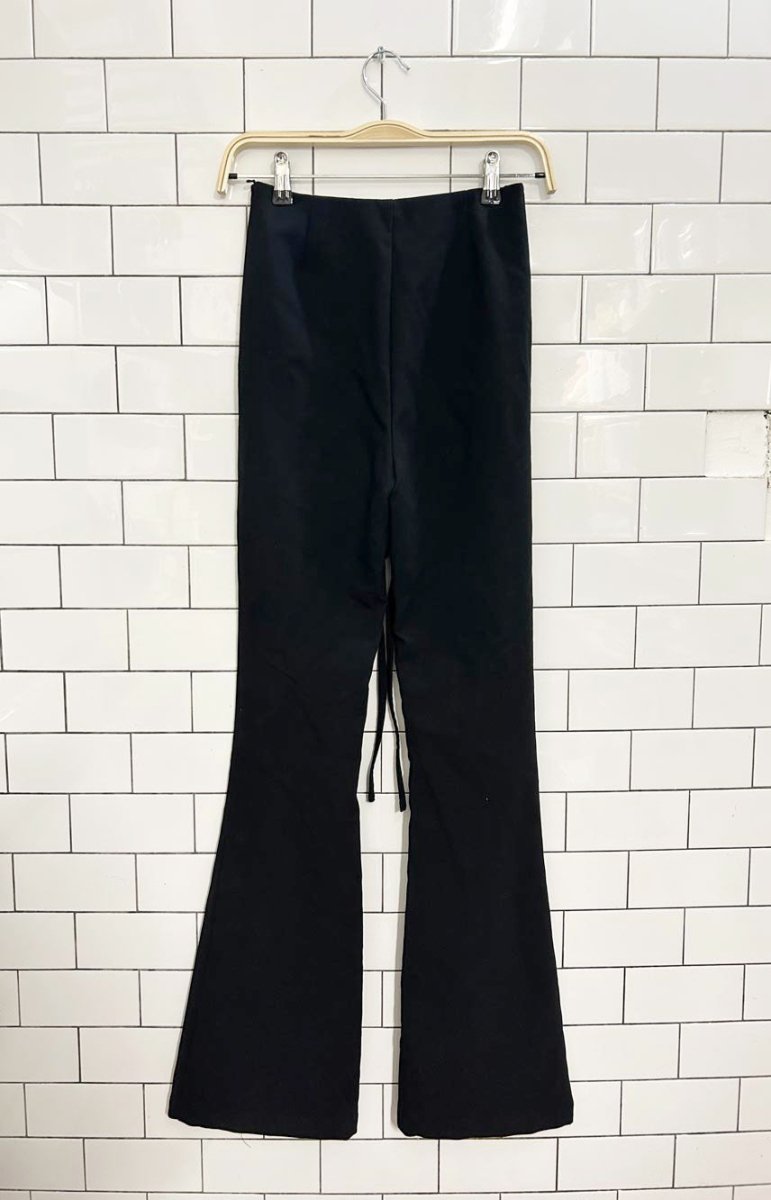 zara wrap around tie waist split leg flared pant - good market thrift store