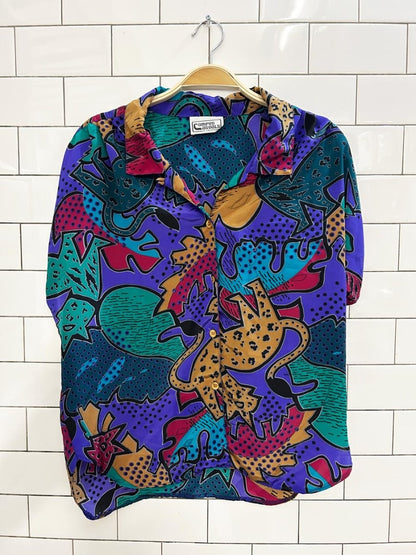 vintage 90s campus casuals retro animal print shirt - good market thrift store