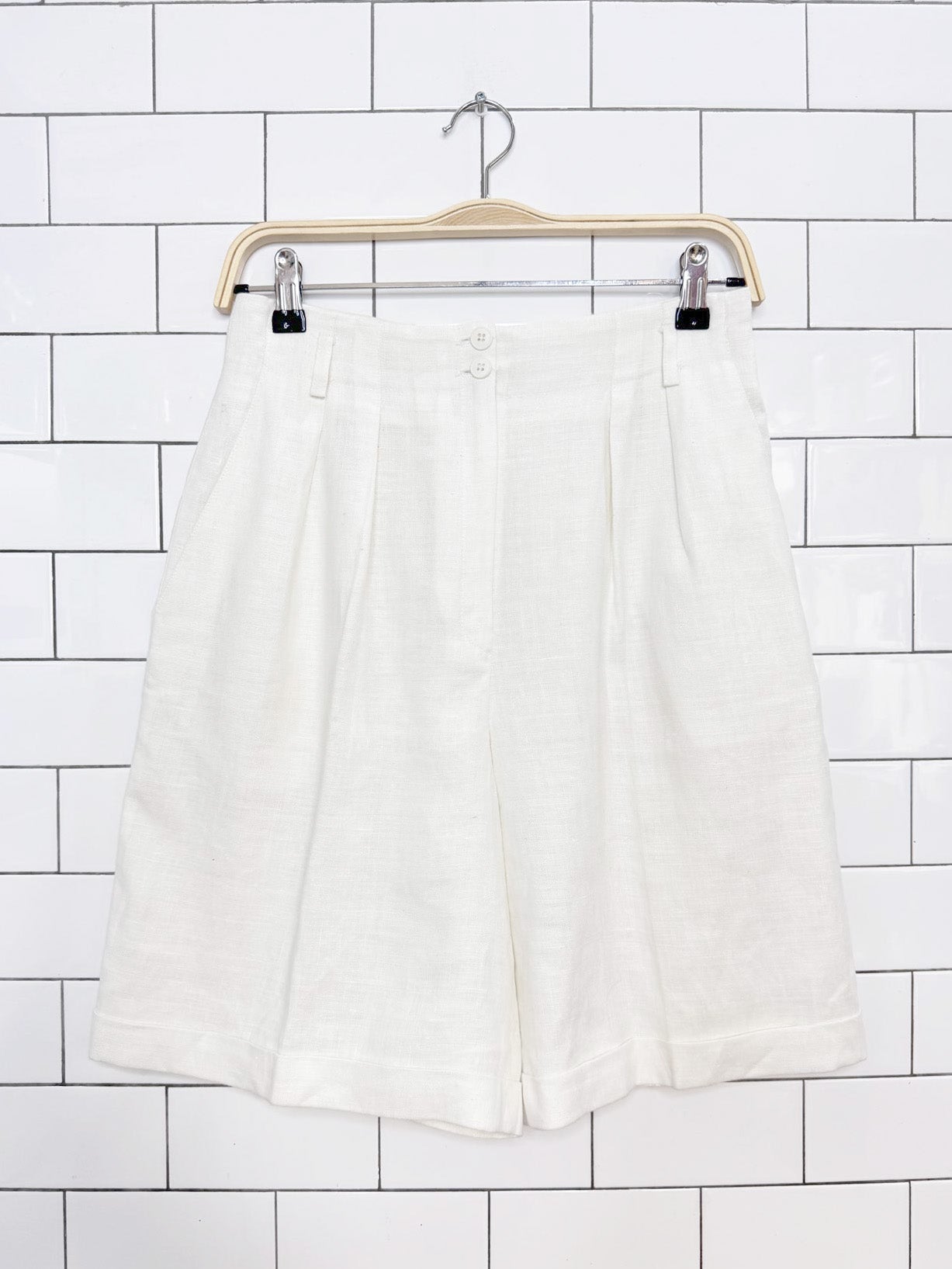 vintage 90s charter club 100% linen pleated trouser shorts | made in USA