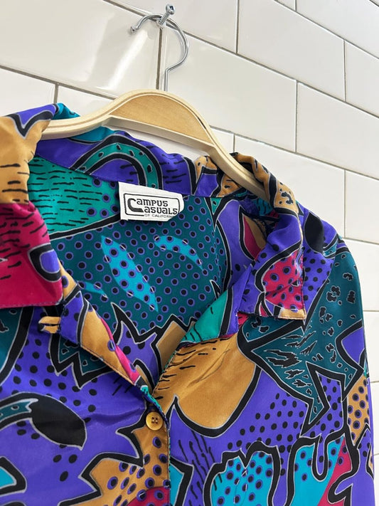 vintage 90s campus casuals retro animal print shirt - good market thrift store