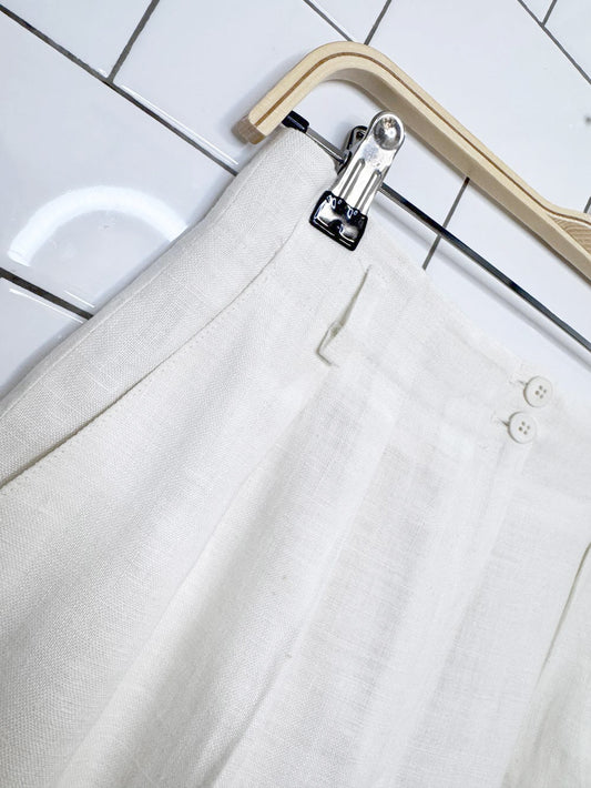 vintage 90s charter club 100% linen pleated trouser shorts | made in USA