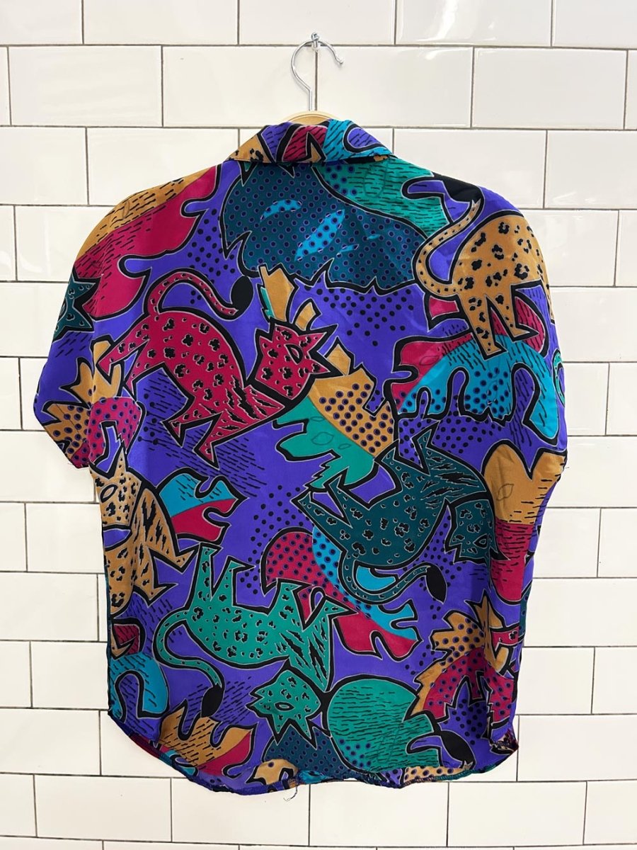 vintage 90s campus casuals retro animal print shirt - good market thrift store