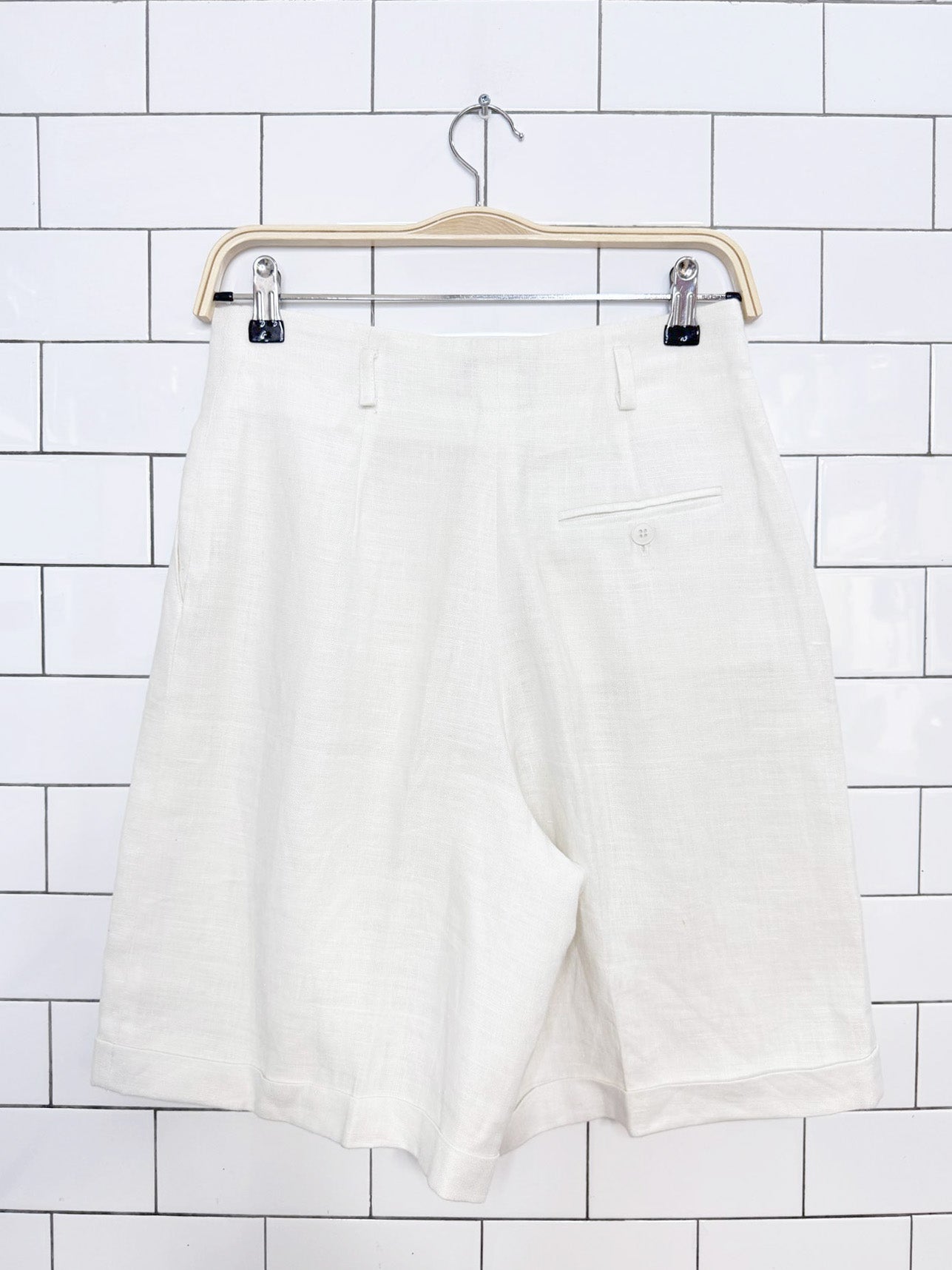 vintage 90s charter club 100% linen pleated trouser shorts | made in USA