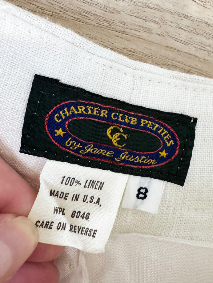 vintage 90s charter club 100% linen pleated trouser shorts | made in USA