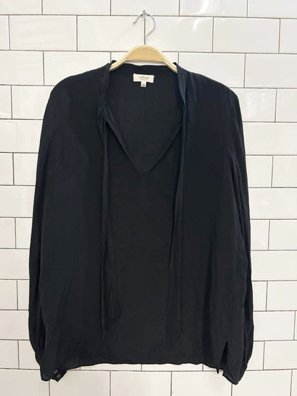 wilfred silk oversized split neck blouse - good market thrift store