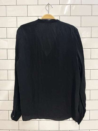 wilfred silk oversized split neck blouse - good market thrift store