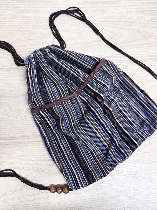 y2k old navy striped corduroy beaded drawstring backpack