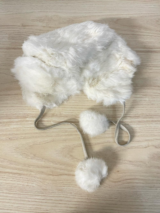 ganka white fur pom trapper hat