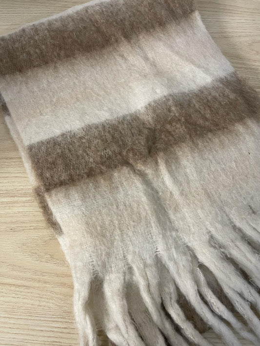 neutral blanket stripe super soft scarf