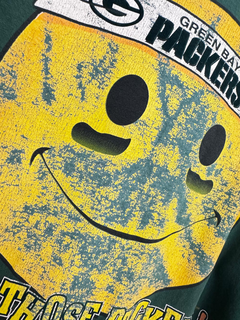 vintage 90s green bay packers distressed smiley t-shirt dress | made in USA
