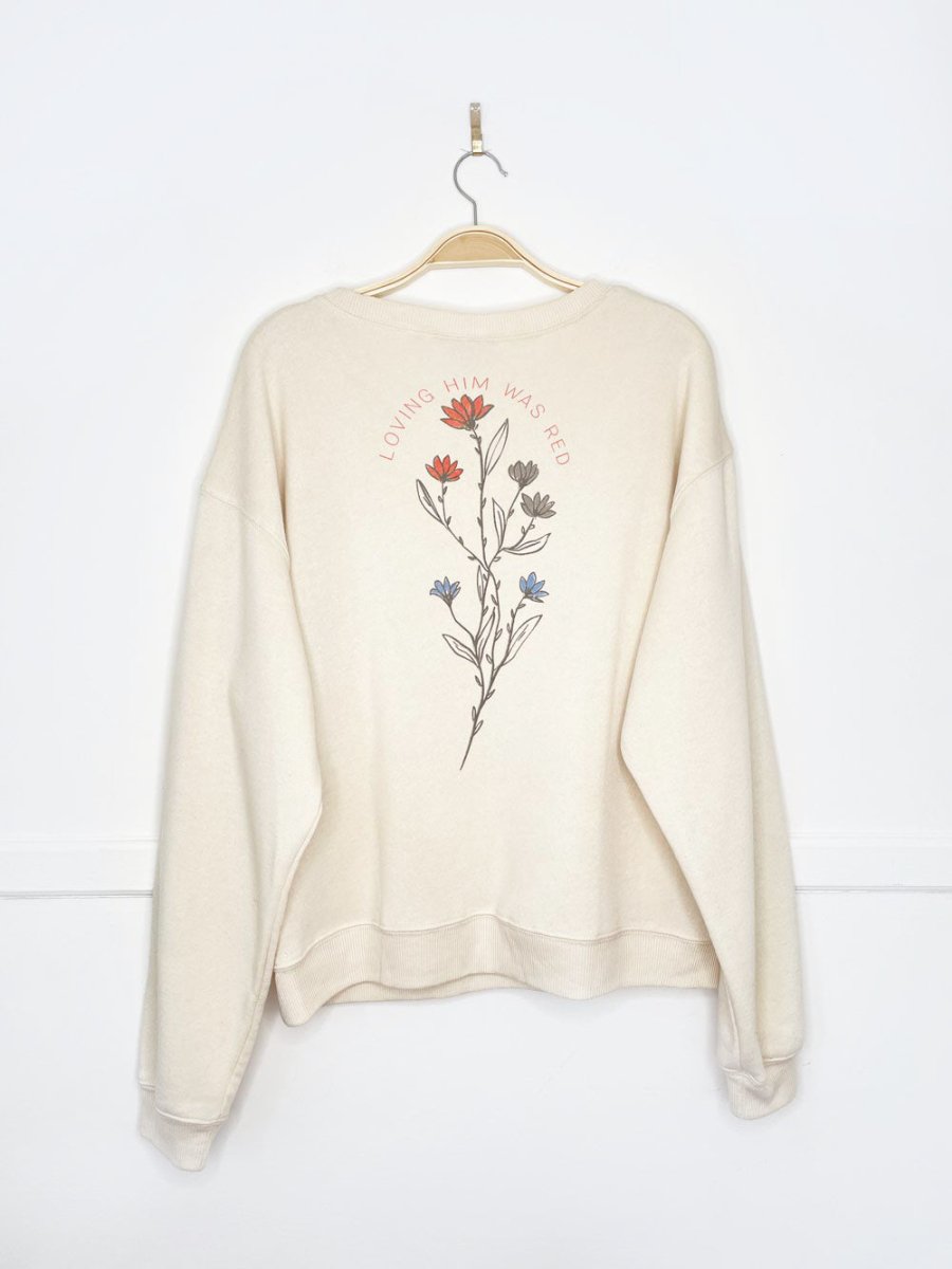 taylor swift loving him was red cozy sweatshirt - good market thrift store