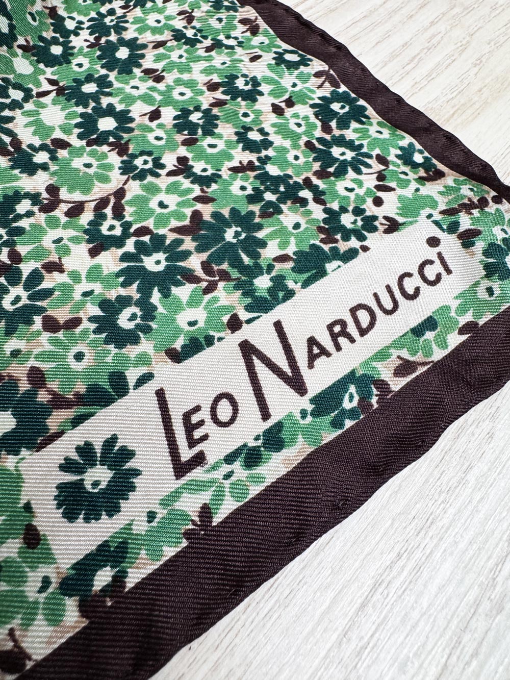 vintage 70s leo narducci 100% silk square scarf | hand-rolled edge