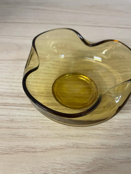 vintage pinched amber bowl