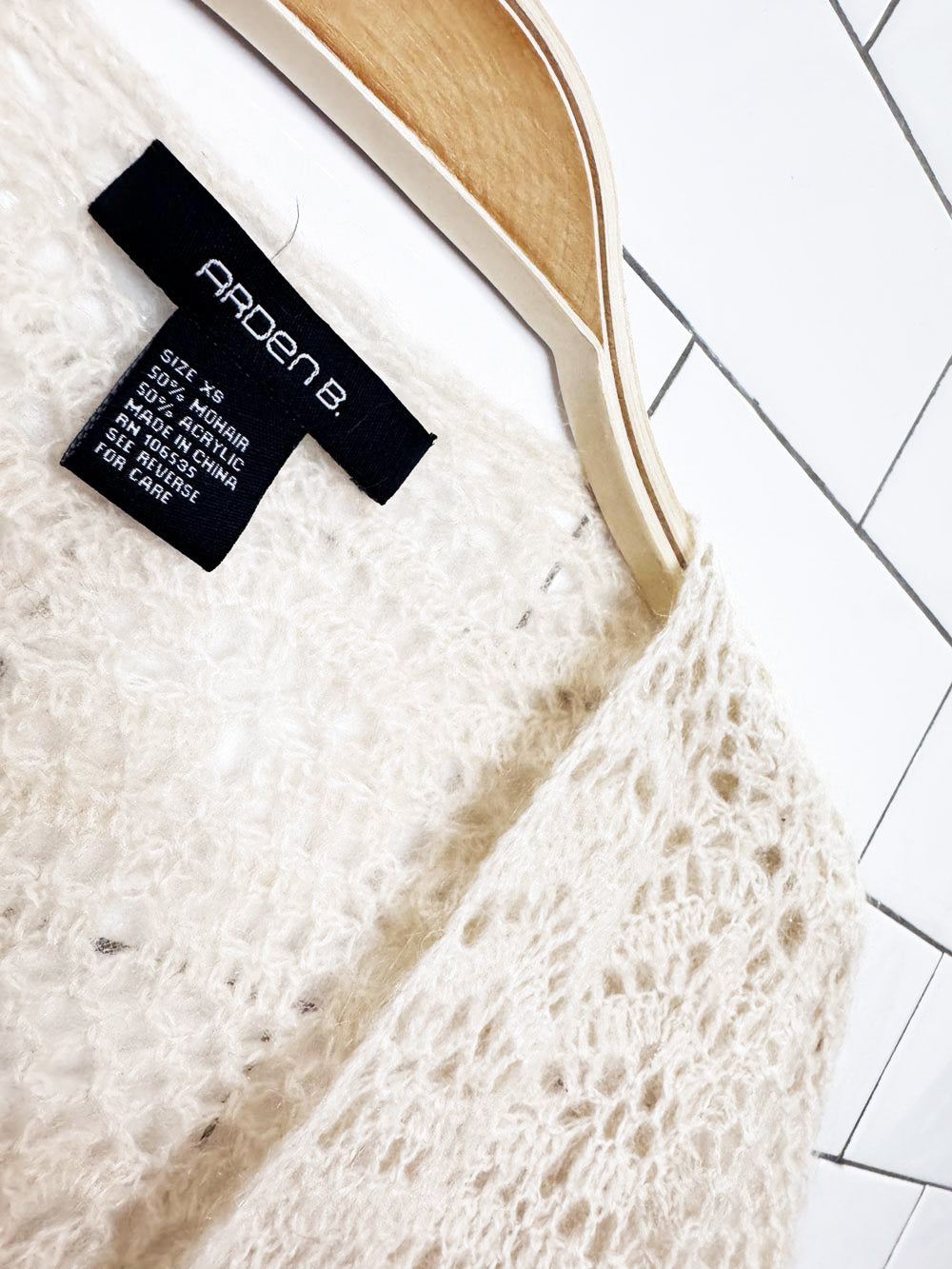 y2k arden b mohair-blend loose crochet knit tie front cropped cardigan