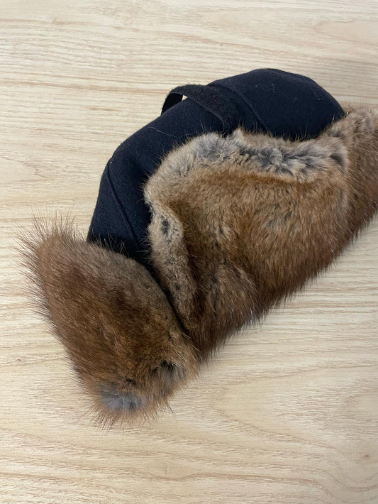 vintage crown cap wool + fur trapper hat