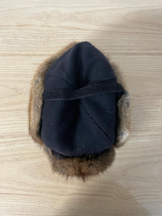 vintage crown cap wool + fur trapper hat