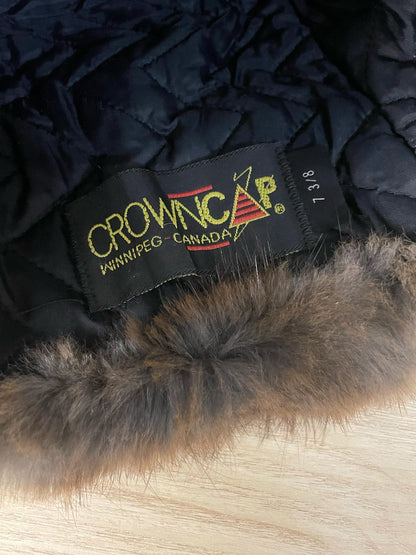 vintage crown cap wool + fur trapper hat