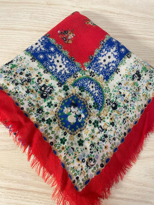 vintage 100% wool light weave xl square scarf