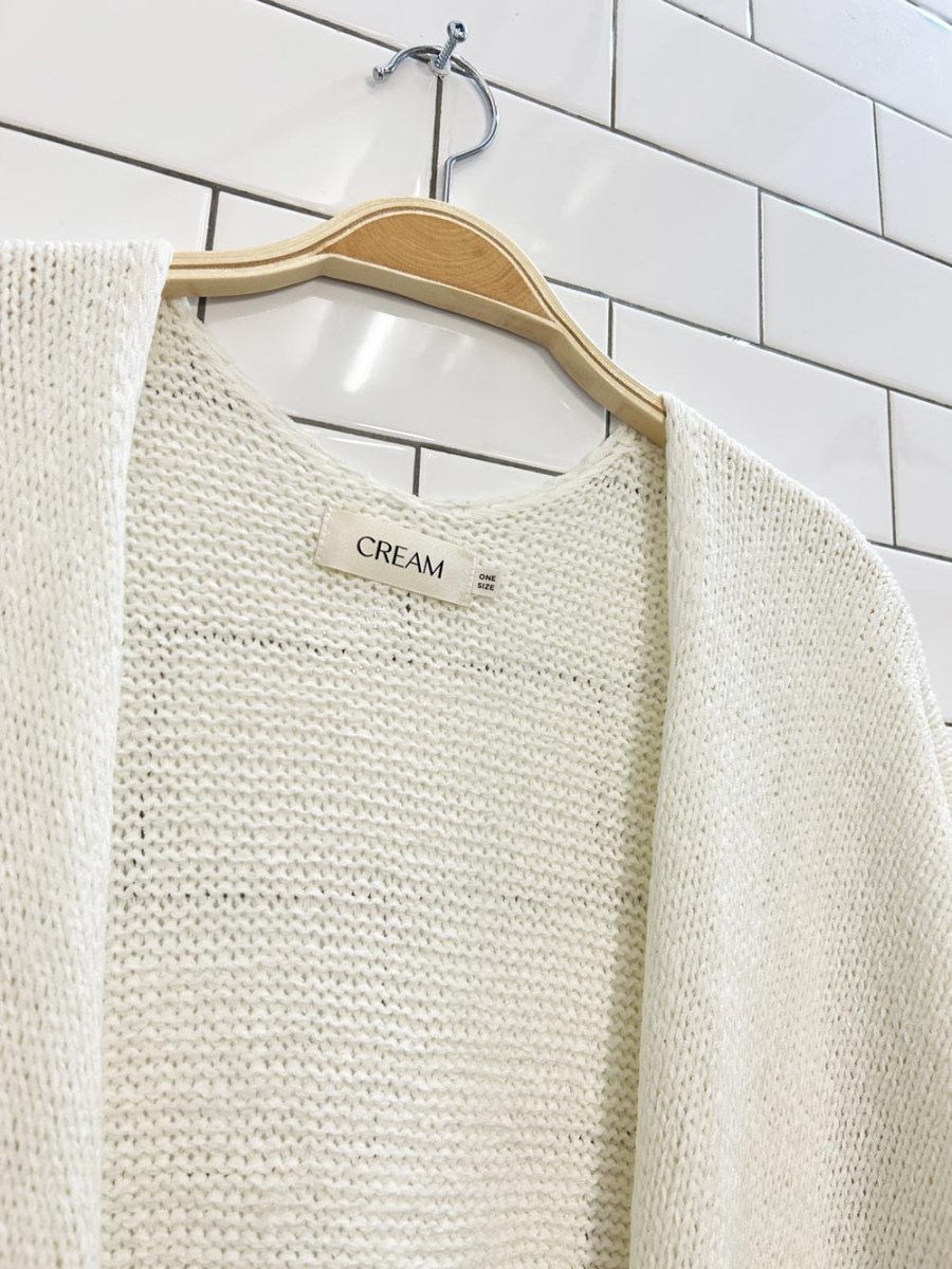 cream loose knit shrug cardigan - good market thrift store