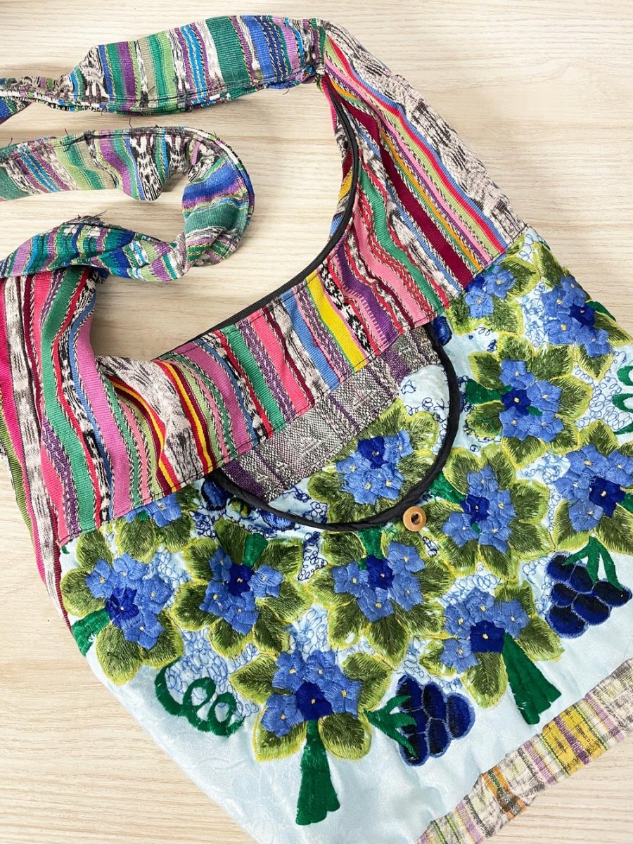 boho embroidered woven crossbody sling bag - good market thrift store