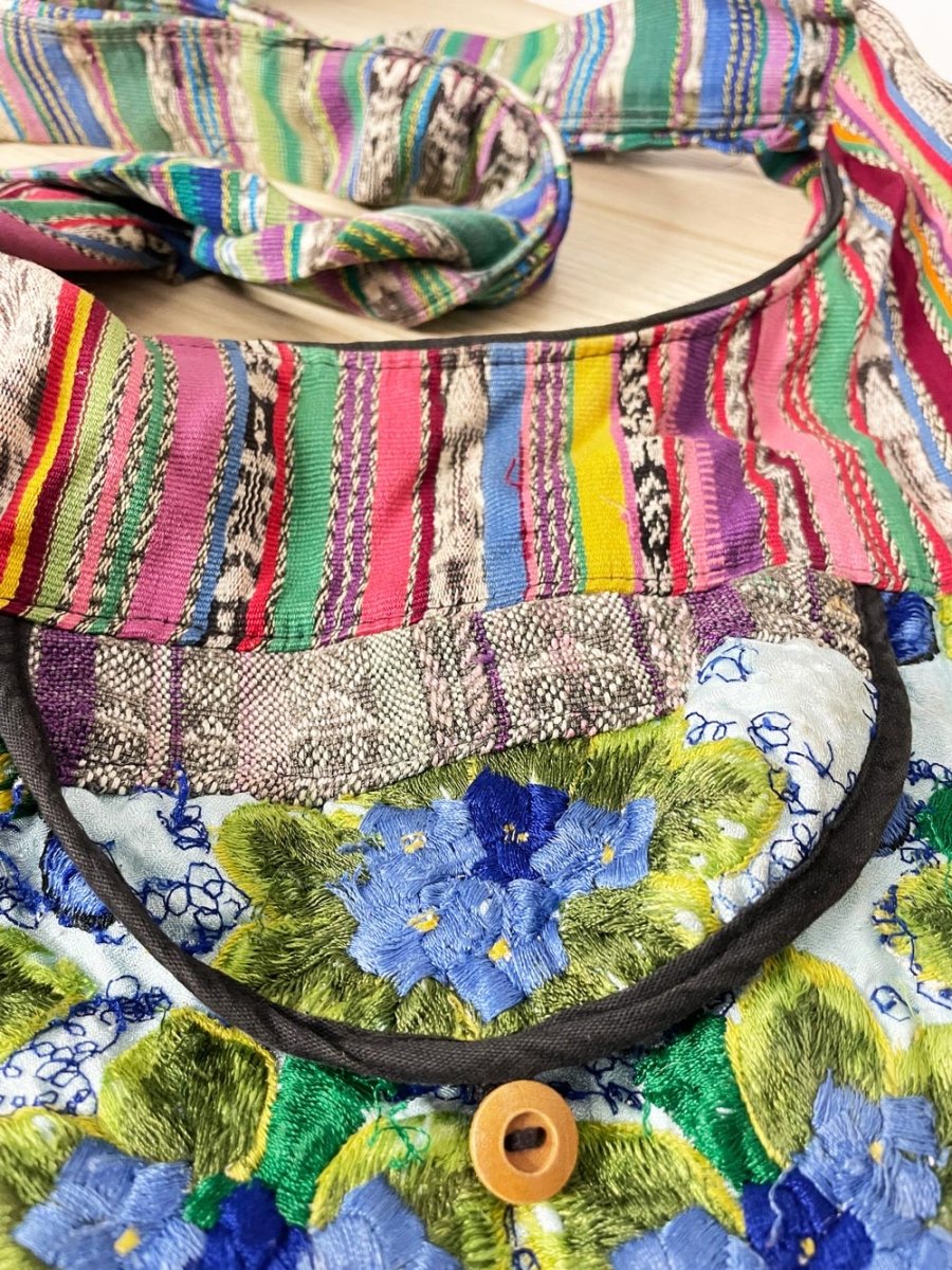 boho embroidered woven crossbody sling bag - good market thrift store