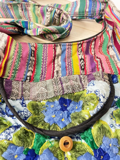 boho embroidered woven crossbody sling bag - good market thrift store
