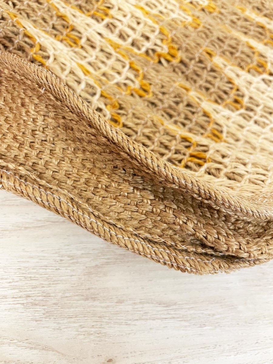 vintage 70s woven jute wood handle tote - good market thrift store