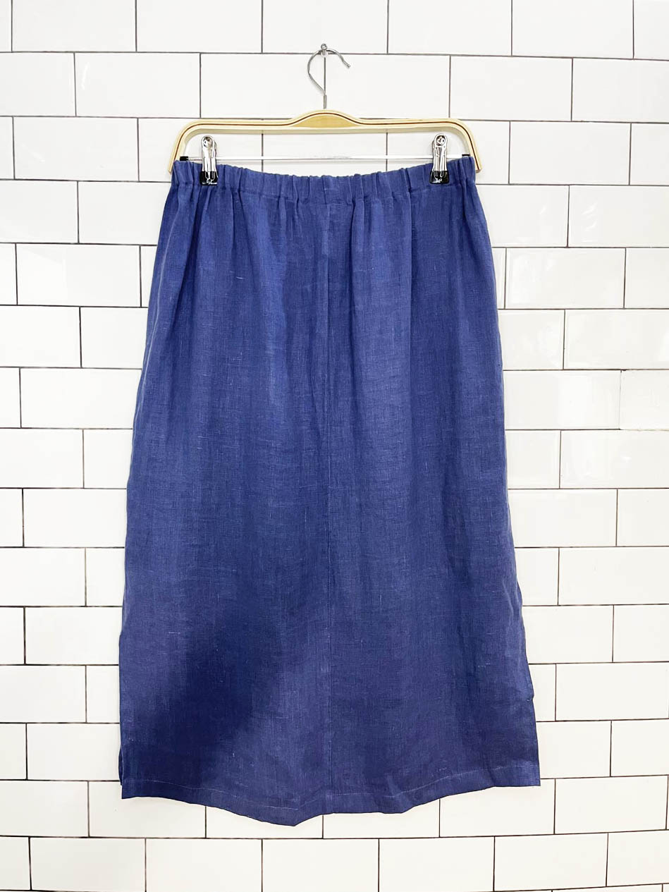 vintage 90s cut loose 100% linen midi skirt | made in USA