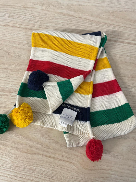 hbc stripes cotton knit pom scarf