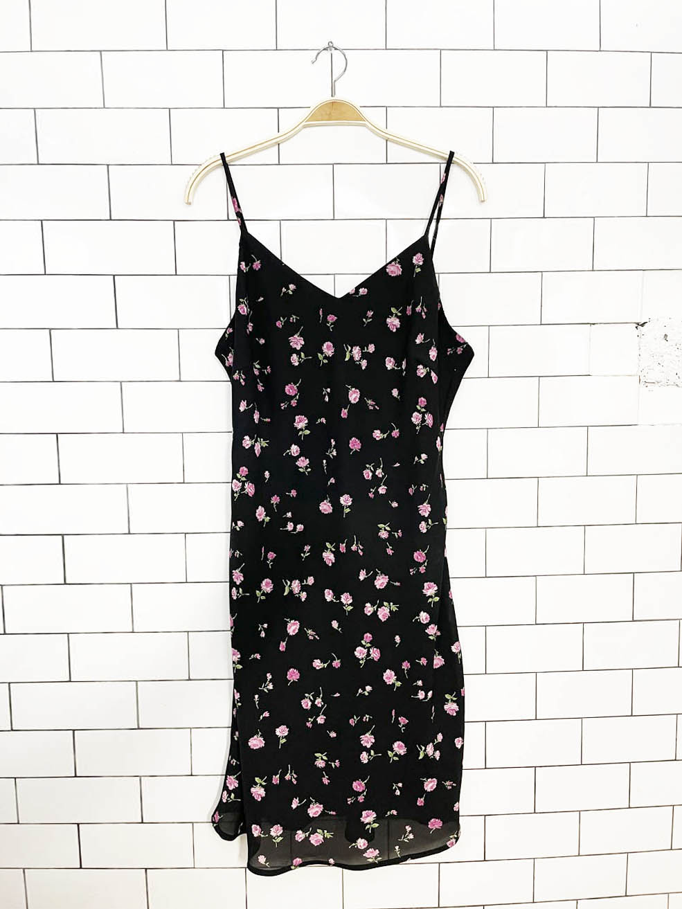 vintage 90s micro floral chiffon knee-length a-line dress