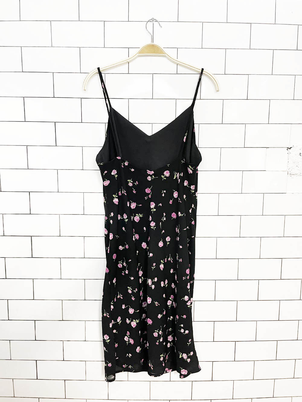 vintage 90s micro floral chiffon knee-length a-line dress